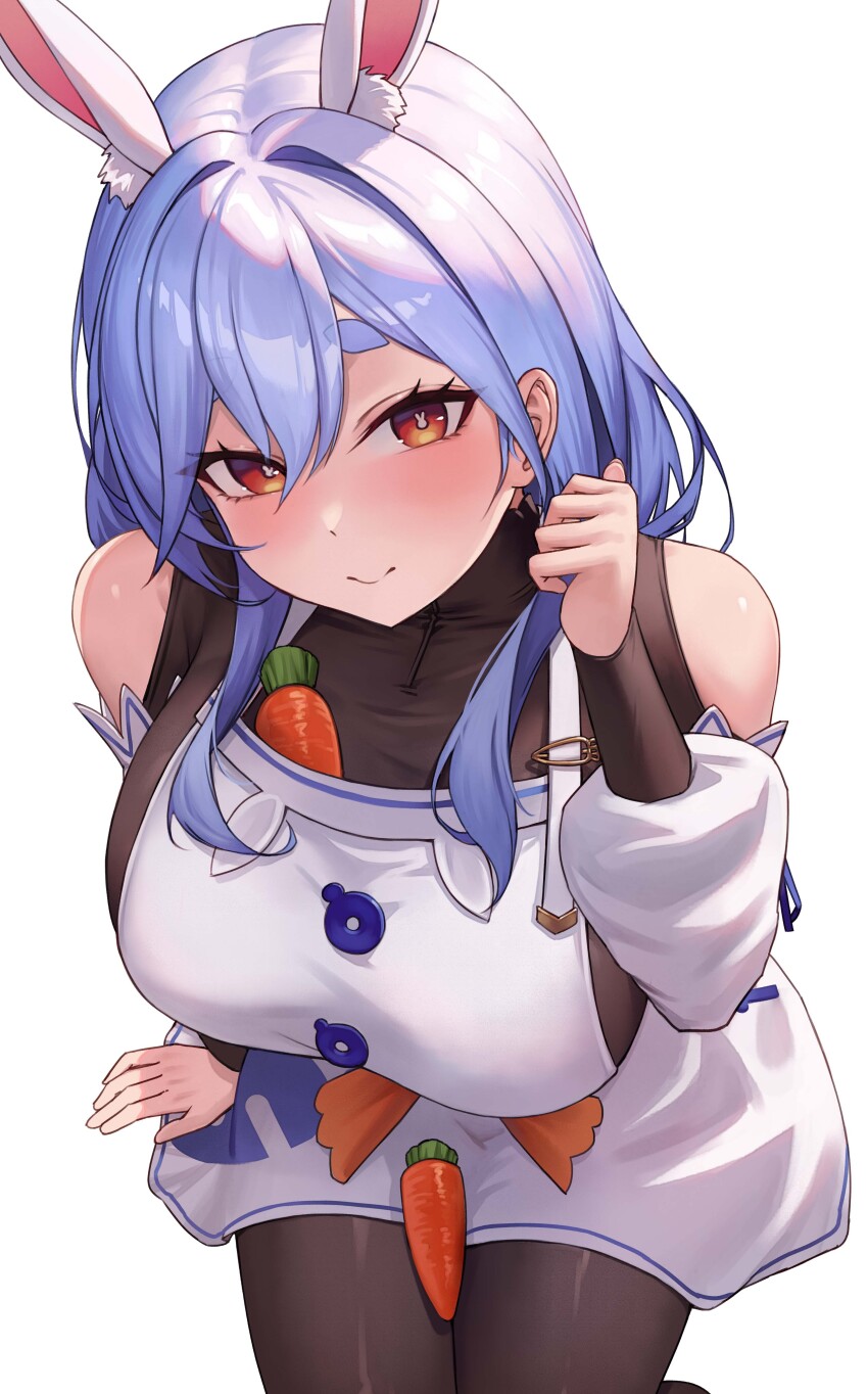 1girl, absurdres, ahaha_kun, animal_ear_fluff, animal_ears, black_bodysuit, blue_hair, blush