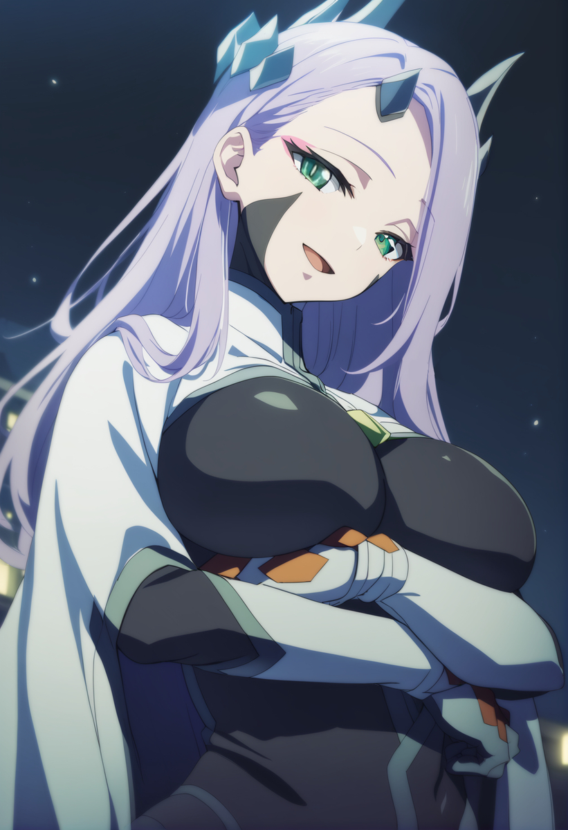 1girl, breasts, green_eyes, highres, horns, large_breasts, mato_seihei_no_slave, monster_girl