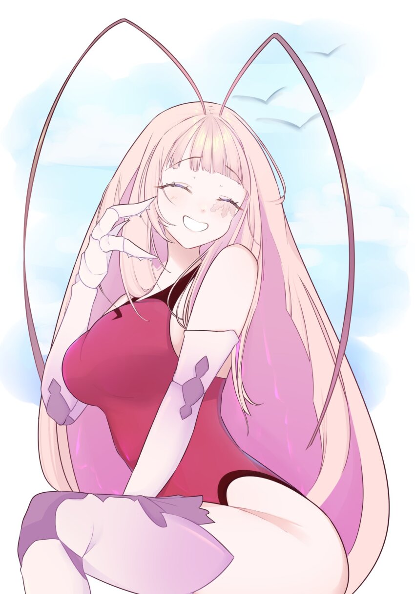 1girl, antenna_hair, arthropod_girl, blush, breasts, closed_eyes, cockroach_girl, highres