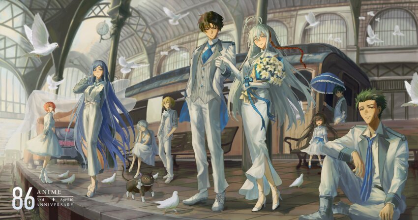 86_-eightysix-, absurdres, ahoge, anju_emma, antenna_hair, arch, arm_behind_back, arms_behind_back