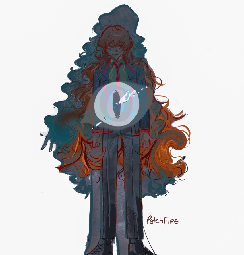 2girls, ahab_(project_moon), black_footwear, black_jacket, black_pants, closed_mouth, collared_shirt, full_body