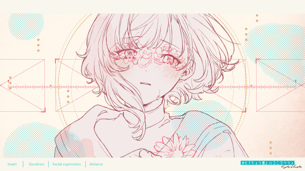 1girl, blush, close-up, commentary_request, english_text, floating_hair, flower_symbol, hakoniwalily