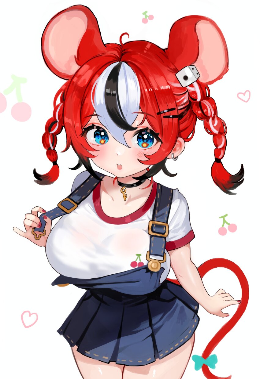 1girl, absurdres, aged_down, ahoge, animal_ears, blush, breasts, cherry