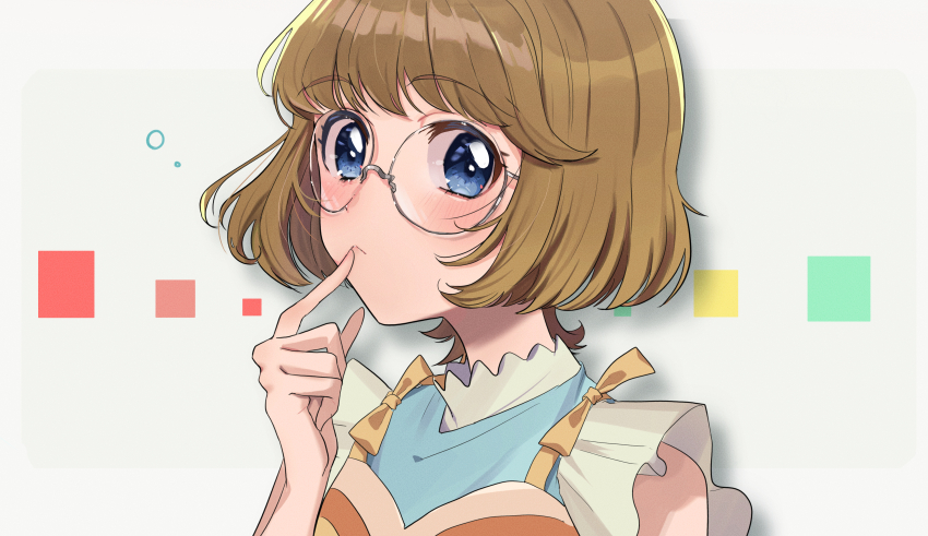 1girl, absurdres, blue_eyes, bob_cut, brown_hair, closed_mouth, commentary, dress