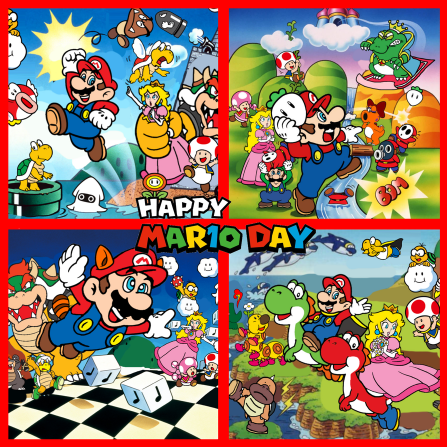 4girls, 6+boys, animal_ears, birdo, block_(mario), blonde_hair, blooper_(mario), blue_eyes