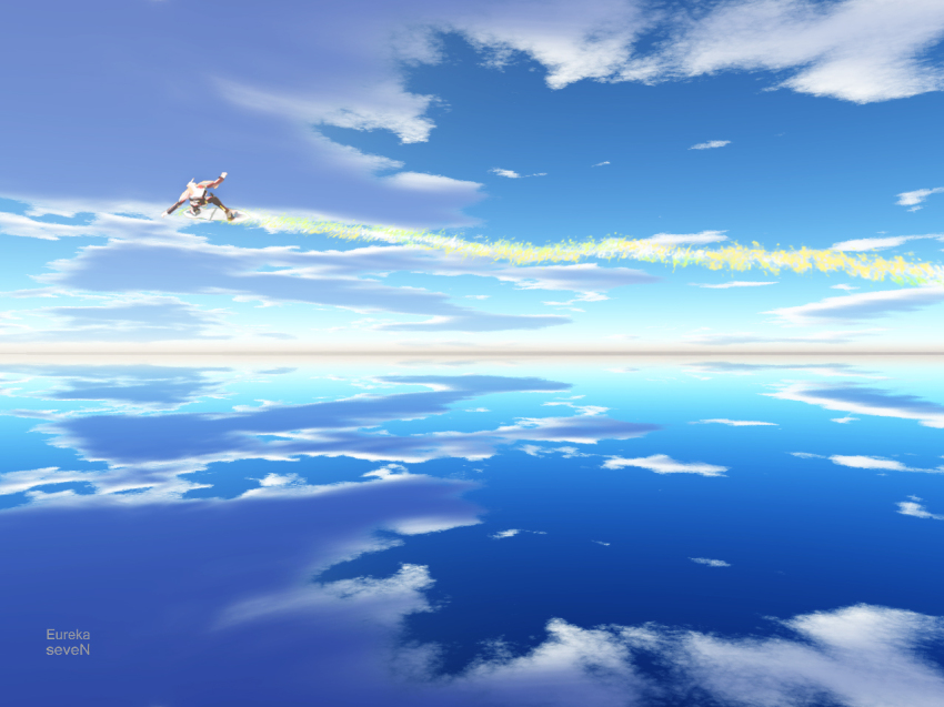 3d, acht_auber, cloud, epic, eureka_seven, eureka_seven_(series), mecha, nirvash, nirvash_typezero, no_humans, reflection, robot, science_fiction, sky