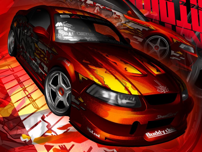 car, commentary, english_commentary, ford, ford_mustang, ford_mustang_sn95, glowing, highres