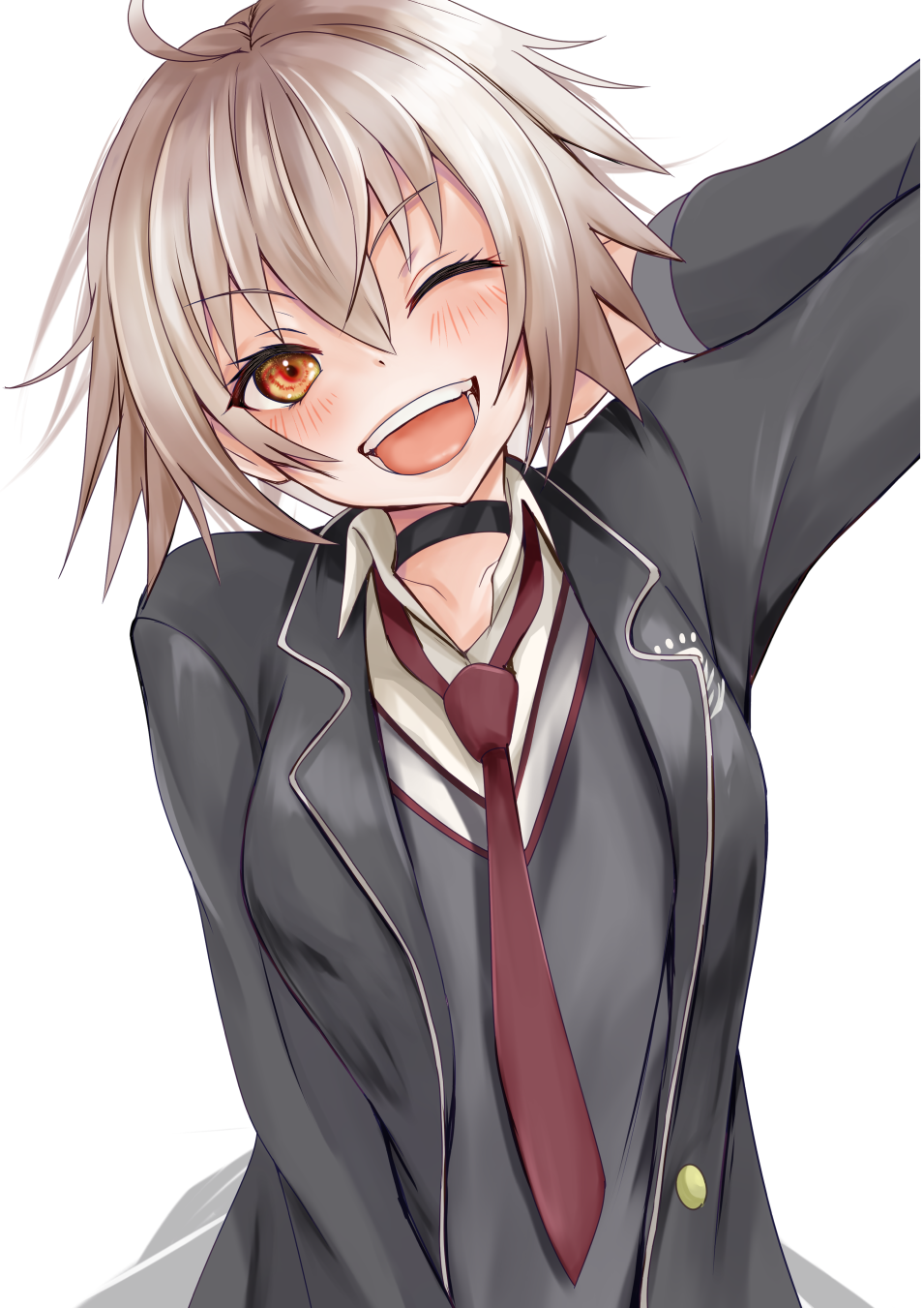 1girl, ahoge, black_choker, blush, breasts, choker, commentary_request, fate/grand_order