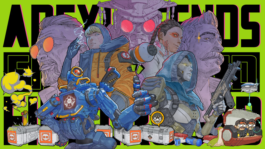 1other, 3girls, 5boys, absurdres, ambiguous_gender, android, apex_legends, ash_(titanfall_2)