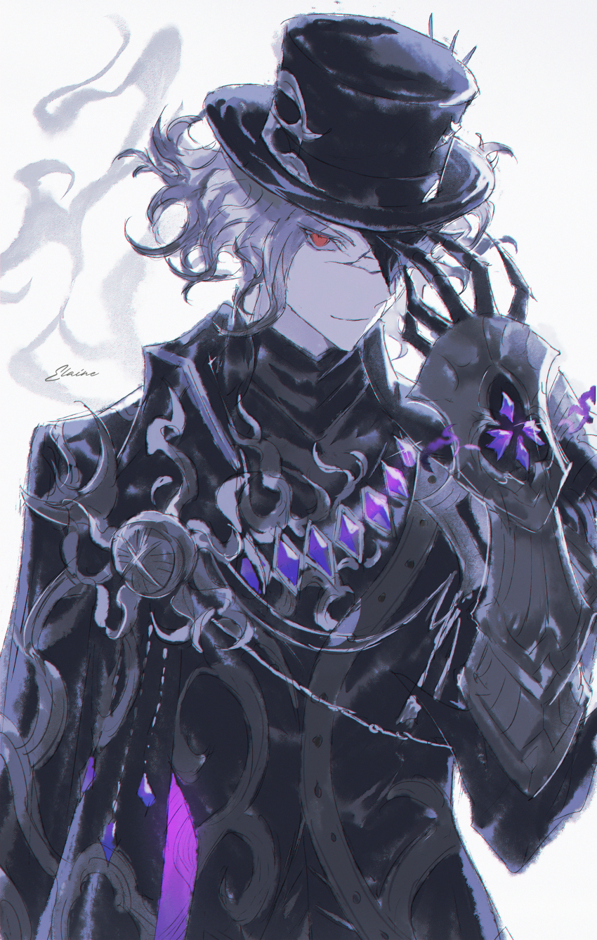 1boy, absurdres, black_cloak, black_gloves, blue_fire, cloak, cracked_skin, edmond_dantes_(fate)