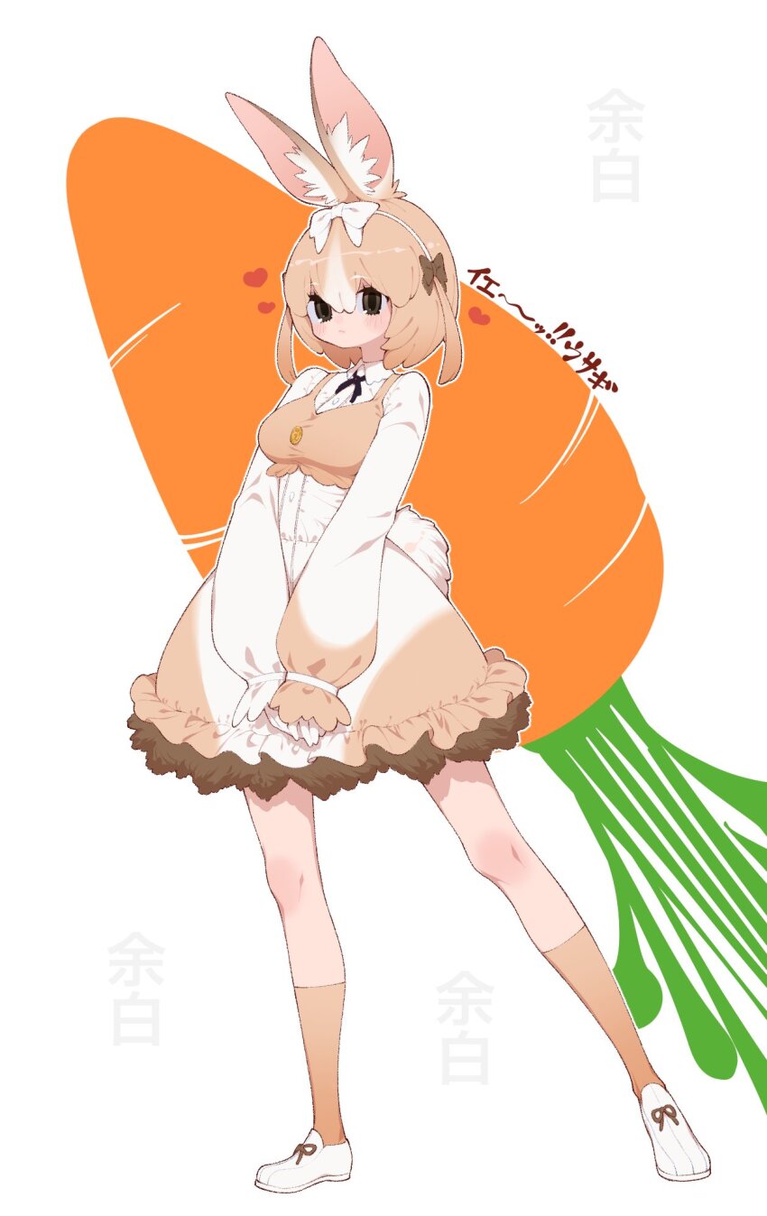 1girl, animal_ears, black_bow, black_bowtie, bow, bowtie, brown_bow, brown_dress