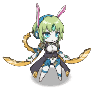 1girl, android, animal_ears, animated, animated_png, artist_request, black_coat, blue_hairband, breasts, breasts_out, brynhildr_(mon-musu_quest!), chibi, coat, coattails, colored_skin, forehead_jewel, full_body, gears, gem, green_eyes, green_gem, green_hair, hairband, hand_jewel, large_breasts, looping_animation, lowres, mechabare, mon-musu_quest!, mon-musu_quest:_paradox, monster_musume_td, no_nipples, rabbit_ears, robot_ears, shadow, short_hair, simple_background, solo, standing, tailcoat, third-party_source, transparent_background, white_skin