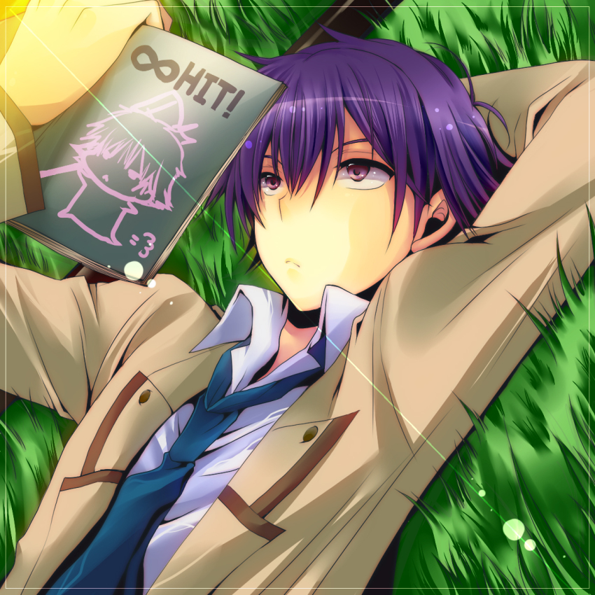 10s, angel_beats!, bad_id, bad_pixiv_id, book, highres, male_focus, necktie