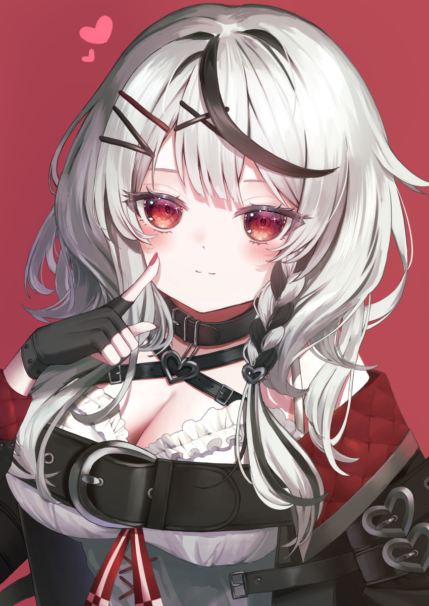 1girl, absurdres, breasts, cleavage, grey_hair, highres, hololive, looking_at_viewer