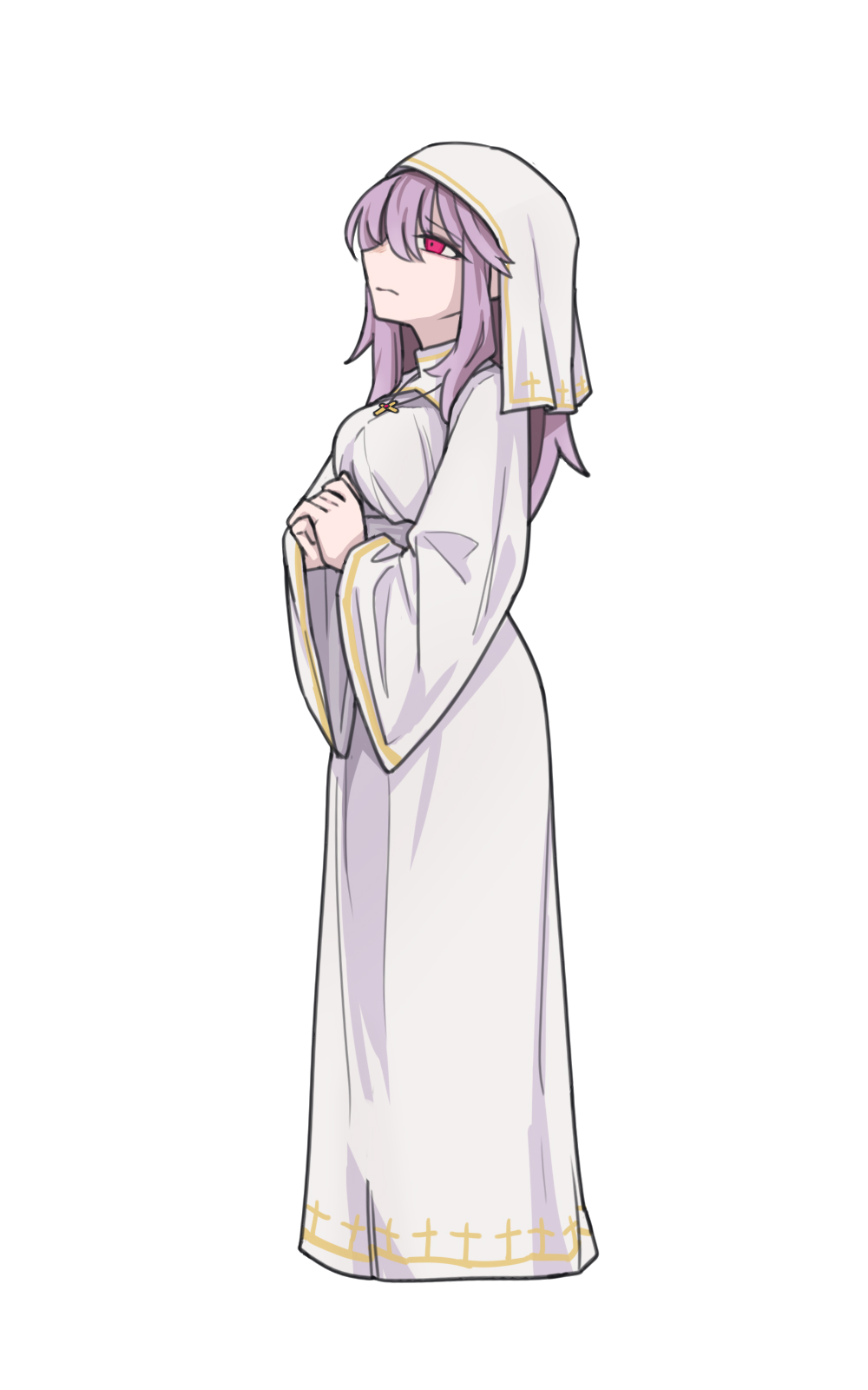 1girl, black_souls, breasts, catherine_(black_souls), closed_mouth, dress, full_body, gold_trim