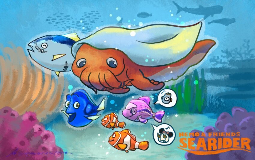 1girl, 5boys, ^_^, animalization, black_eyes, brown_eyes, bubble, closed_eyes