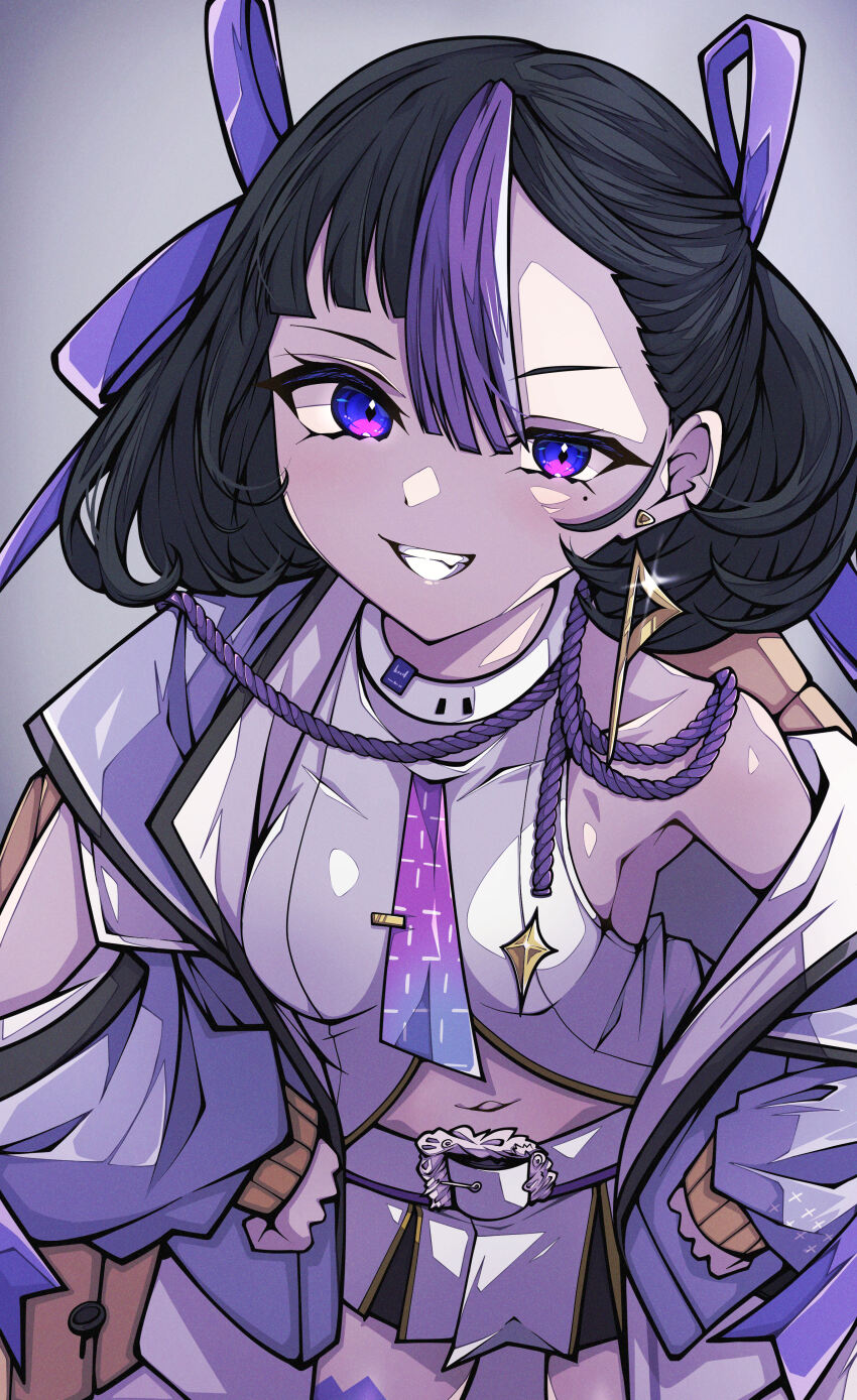 1girl, absurdres, belt, black_hair, black_shirt, breasts, earrings, goddess_of_victory:_nikke