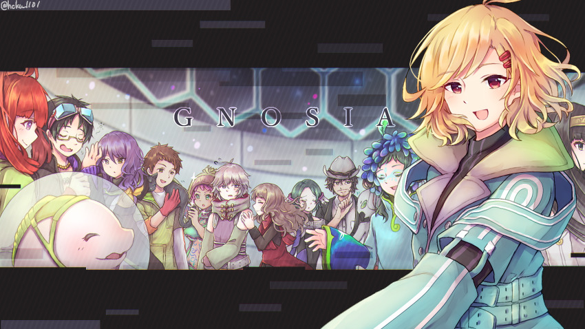 2others, 5boys, 6+girls, bags_under_eyes, bare_shoulders, beluga_whale, blonde_hair, chipie_(gnosia)