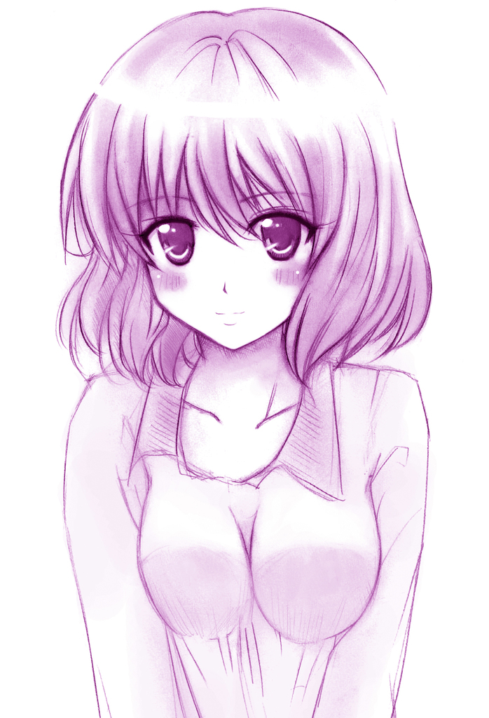 10s, 1girl, blush, female_focus, miru_(millefeuille), momo_velia_deviluke, monochrome, pink_theme