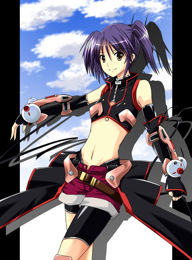 00s, 1girl, armor, bad_id, bad_pixiv_id, belt, bikini_armor, blue_hair