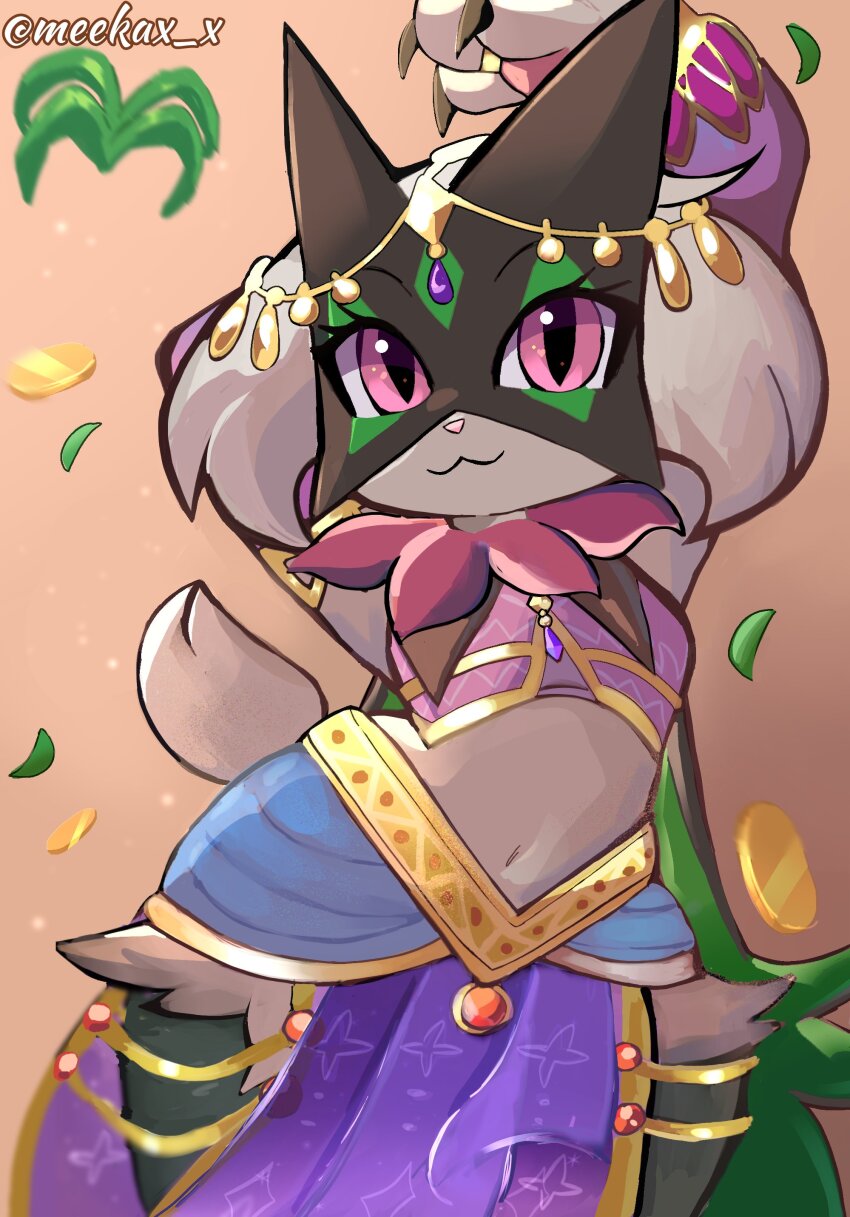 absurdres, cape, claws, furry, green_fur, green_hair, highres, leaf