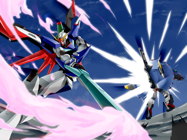 00s, bad_id, bad_pixiv_id, battle, destiny_gundam, destroy_gundam, furuya_masashi, gundam