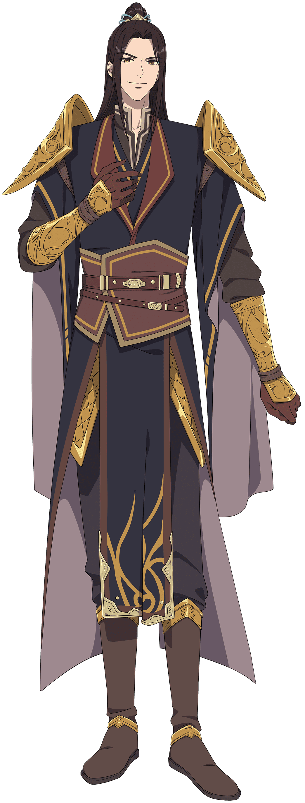 1boy, absurdres, brown_hair, chinese_clothes, highres, long_hair, pei_ming, tianguan_cifu