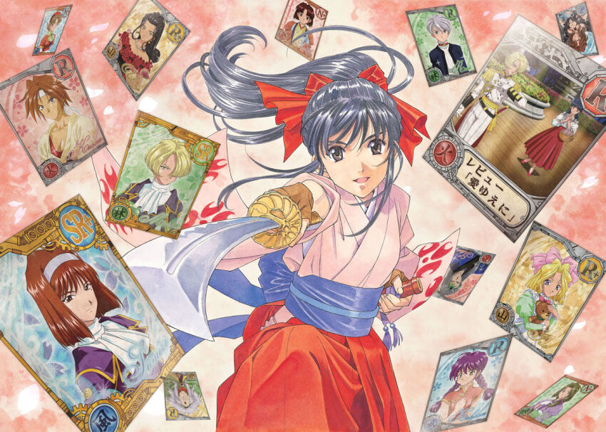 2boys, 6+girls, amulet, aoisatan, apron, ascot, bare_shoulders, basket