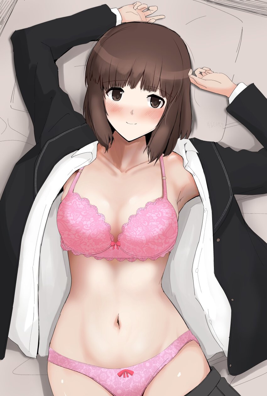 1girl, absurdres, amagami, armpits, arms_up, black_jacket, black_sailor_collar, black_skirt