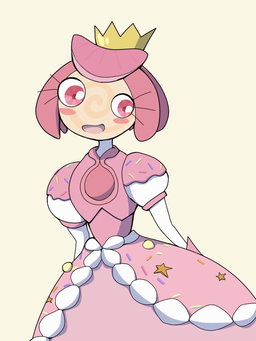 1girl, candy_girl, crown, dress, food, glitch_productions, highres, looking_at_viewer