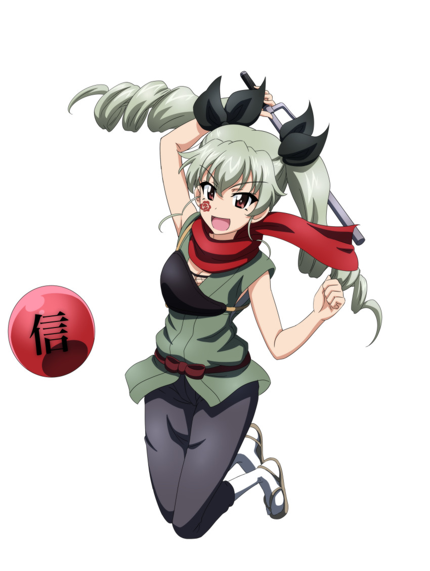 absurdres, anchovy_(girls_und_panzer), commentary, commission, commissioner_upload, english_commentary, girls_und_panzer, highres, inukai_genpachi_nobumichi, jitte, key_(gaigaigai123), nansou_satomi_hakkenden, second-party_source, weapon