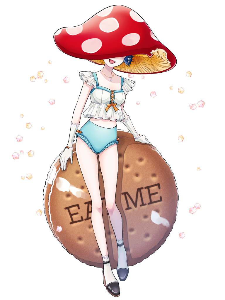 1girl, :d, aqua_buruma, breasts, buruma, dairoku_ryouhei, eat_me, facing_viewer