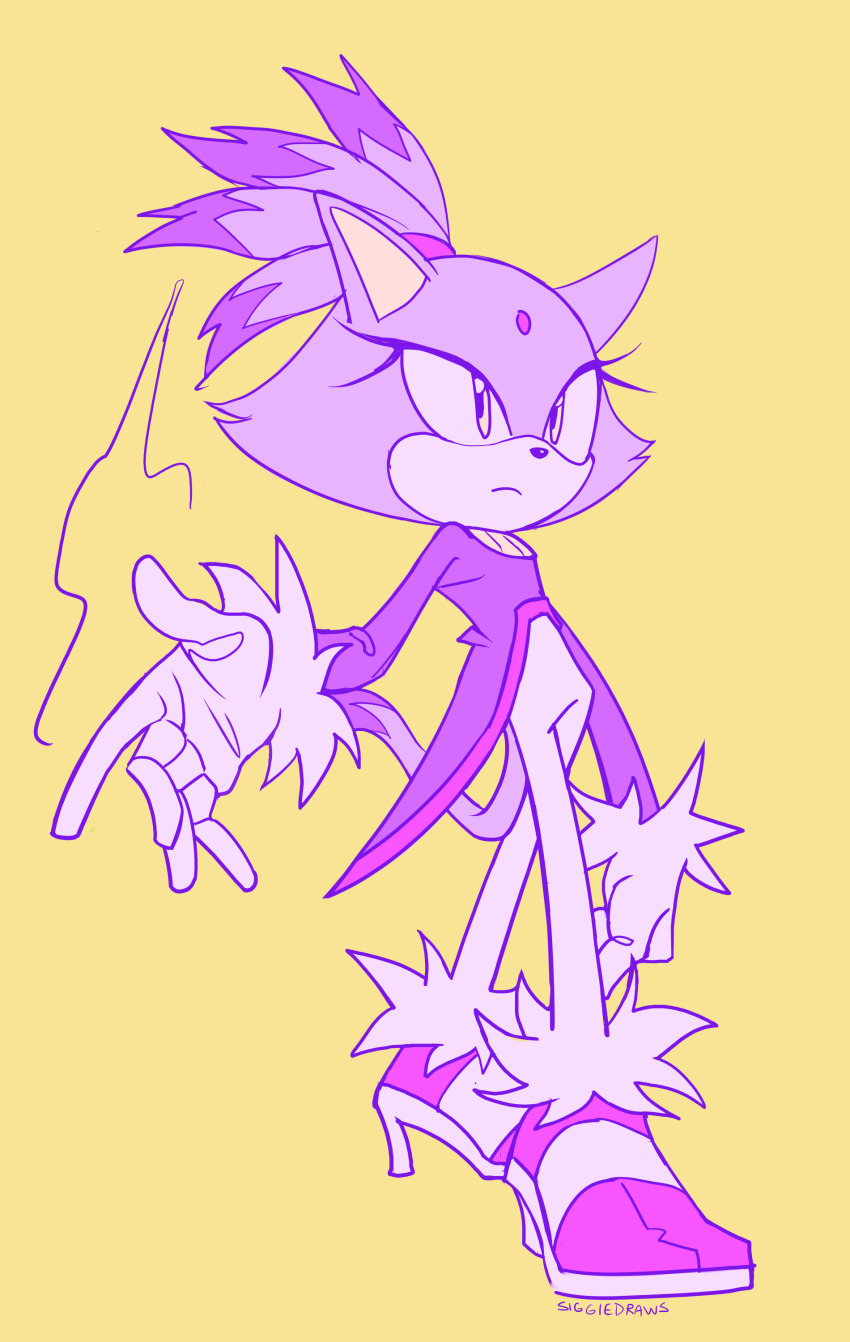 1girl, absurdres, animal_ears, blaze_the_cat, boots, cat_ears, cat_girl, cat_tail