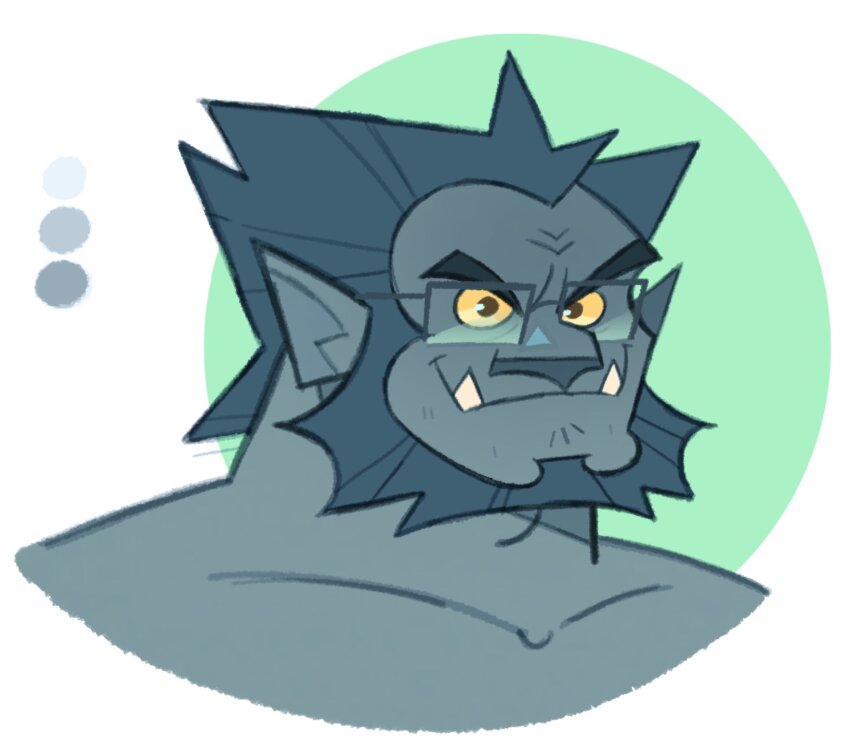 1boy, bara, beard, beast_(x-men), blue_skin, colored_sclera, colored_skin, cropped_shoulders