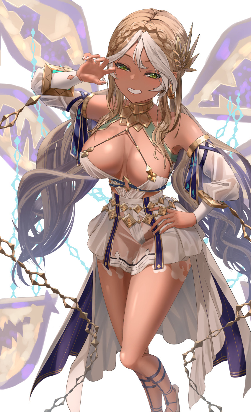 1girl, absurdres, andromeda_(fate), andromeda_(first_ascension)_(fate), armlet, bare_shoulders, blonde_hair, braid