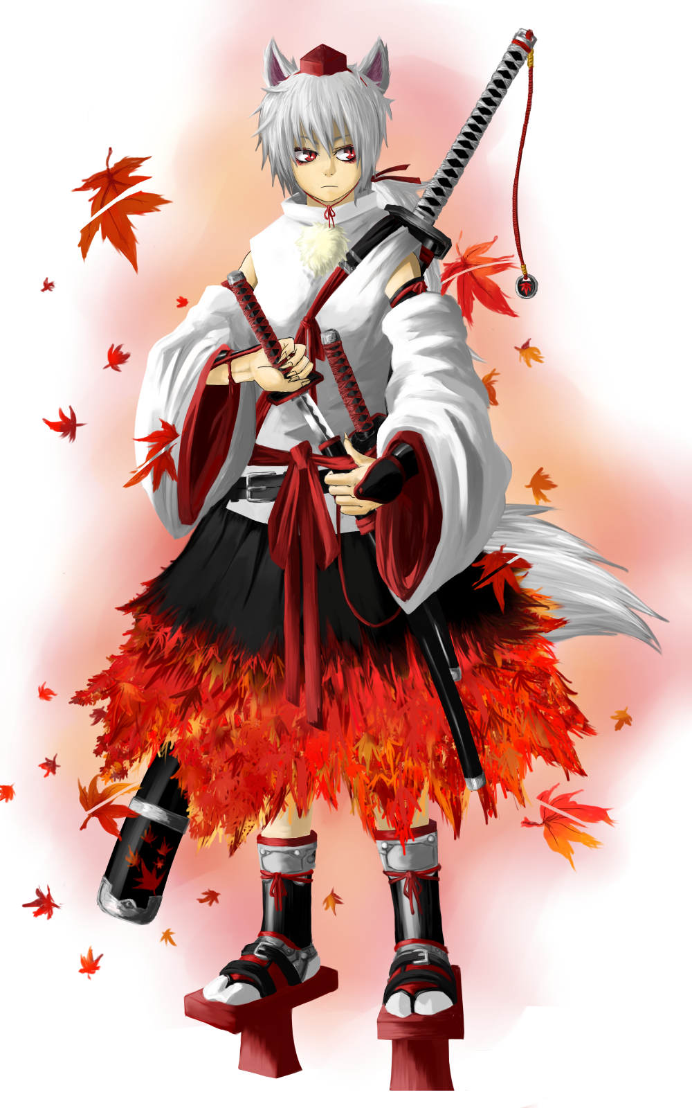 1girl, animal_ears, bad_id, bad_pixiv_id, detached_sleeves, female_focus, geta, highres