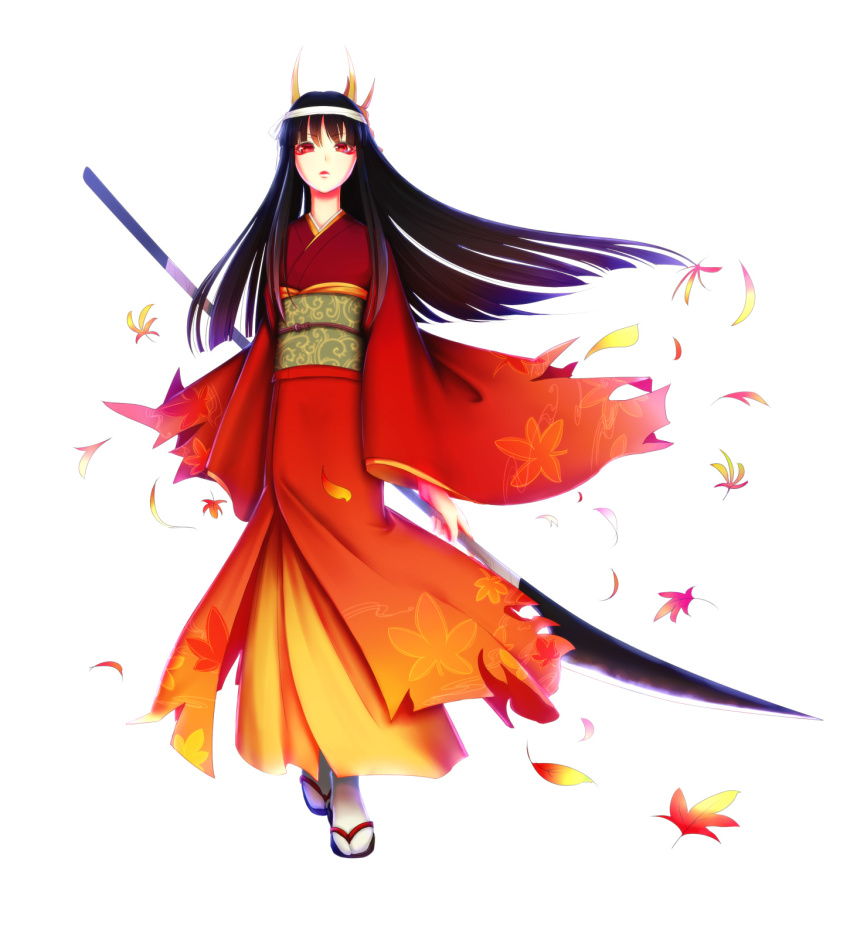 1girl, autumn_leaves, bad_id, bad_pixiv_id, black_hair, female_focus, highres, hinomoto_oniko