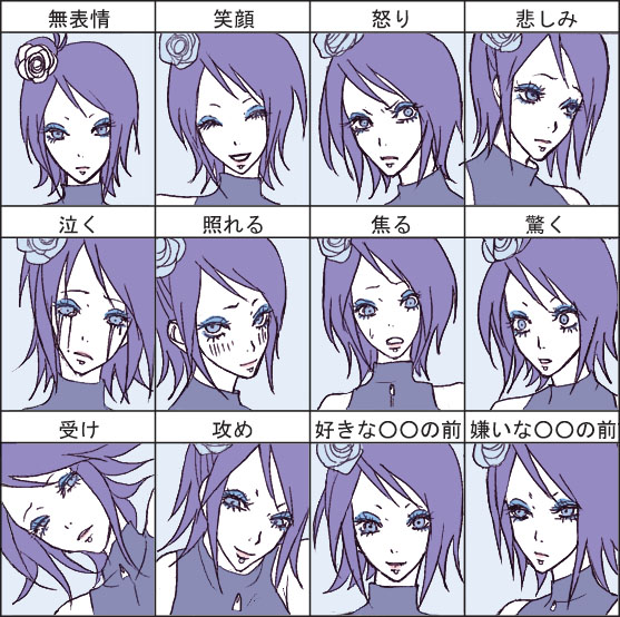 face_piercing, konan_(naruto), labret_piercing, monochrome, multiple_expressions, naruto_(series), naruto_shippuuden, panels