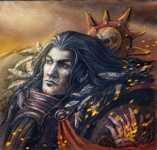 1boy, armor, artist_name, black_hair, breastplate, cleft_chin, closed_mouth, commentary