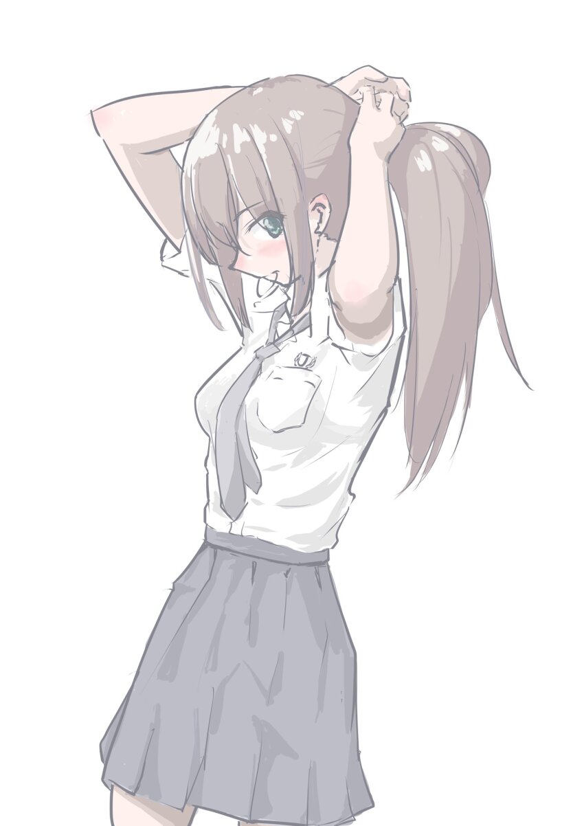 1girl, highres, idolmaster, idolmaster_cinderella_girls, looking_at_viewer, noname_(jvgt14), ponytail, school_uniform