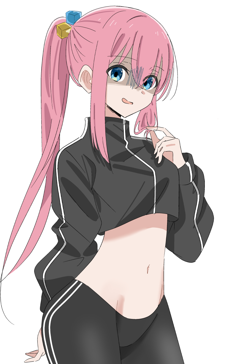 1girl, 818_seki, black_pants, black_shirt, blue_eyes, bocchi_the_rock!, breasts, commentary