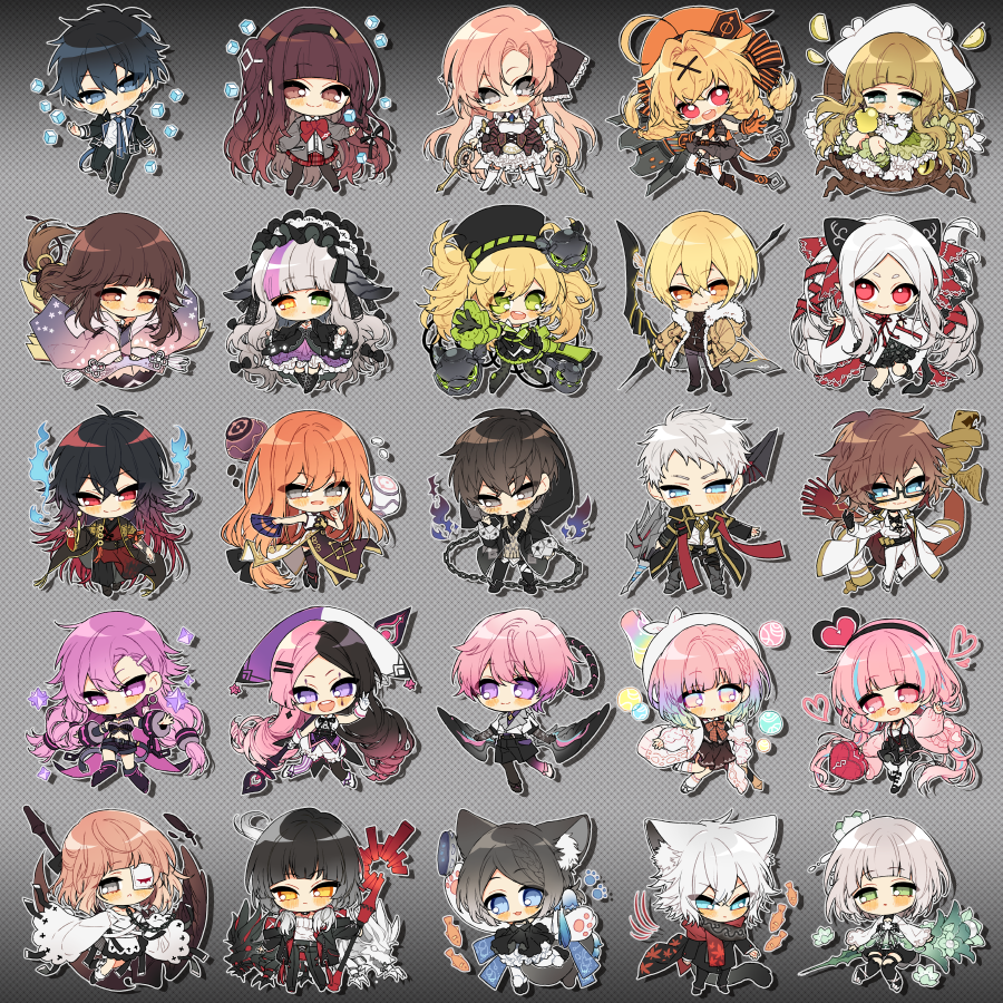 6+boys, 6+girls, animal_ears, ann_(forever_7th_capital), antoneva, asana_(forever_7th_capital), brown_hair, cat_ears