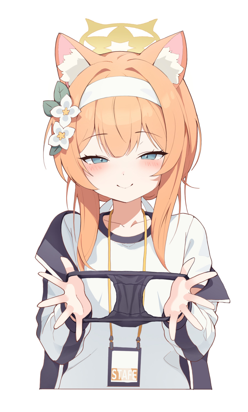 1girl, absurdres, animal_ear_fluff, animal_ears, black_panties, blue_archive, blue_eyes, blush