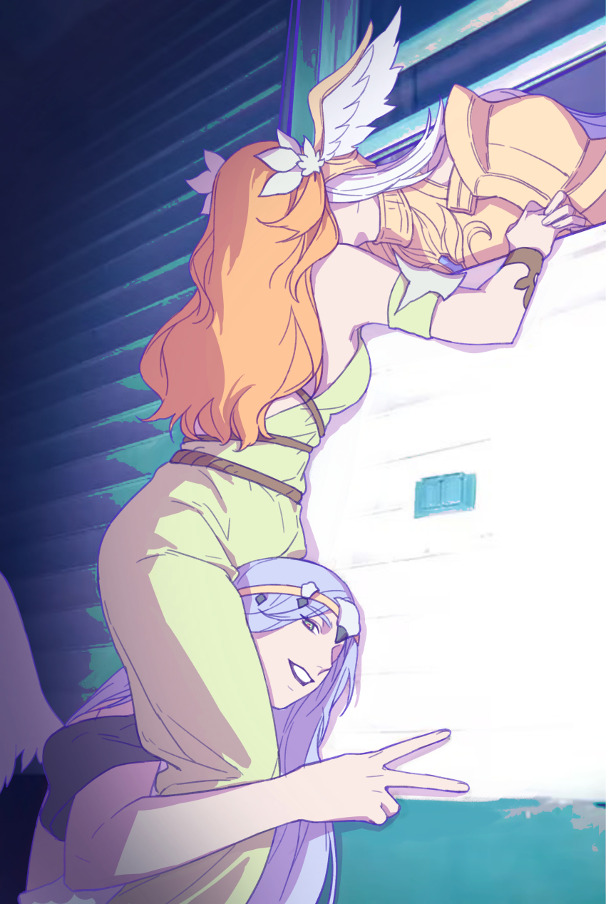 3girls, absurdres, armor, bracelet, breastplate, carrying, carrying_person, chinese_commentary