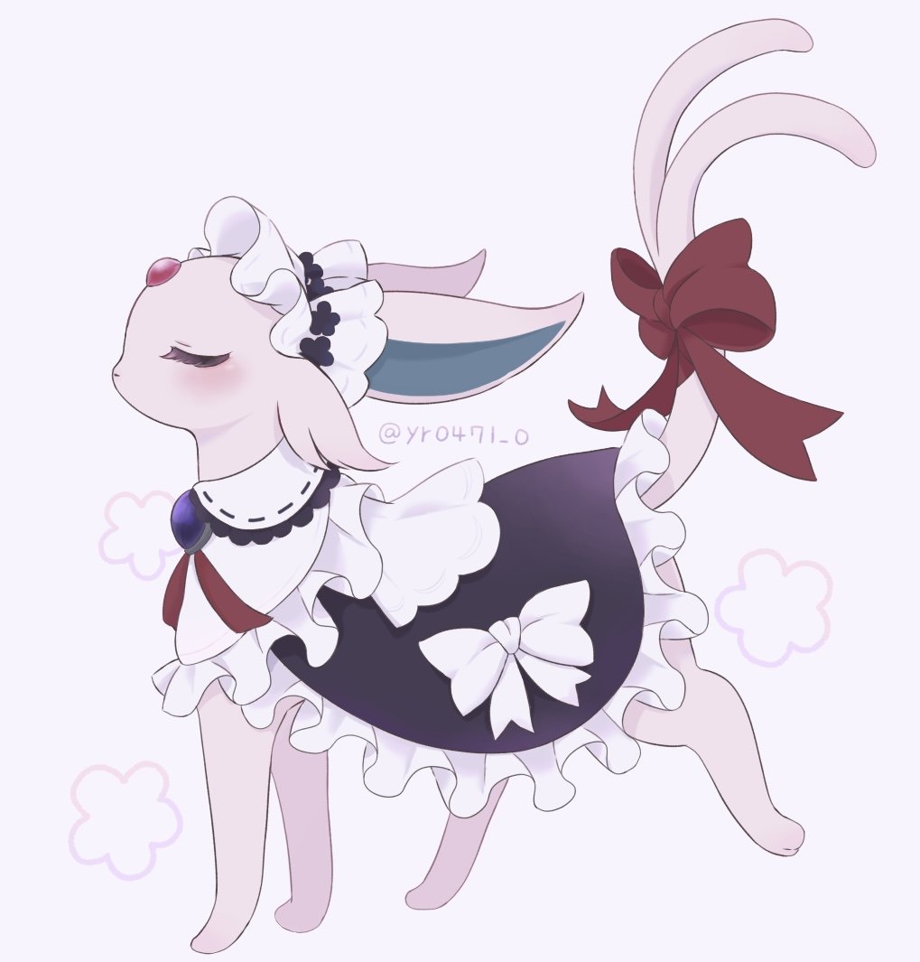 blush, closed_eyes, clothed_pokemon, espeon, eyelashes, forehead_jewel, forked_tail, gen_2_pokemon