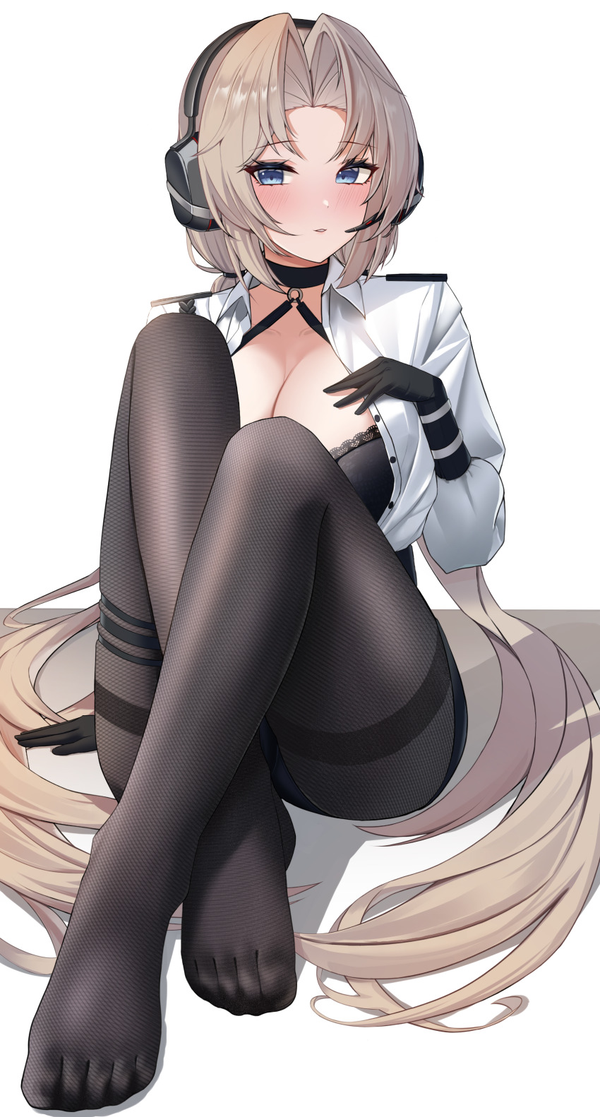 1girl, absurdres, azur_lane, black_choker, black_gloves, black_pantyhose, blonde_hair, blue_eyes