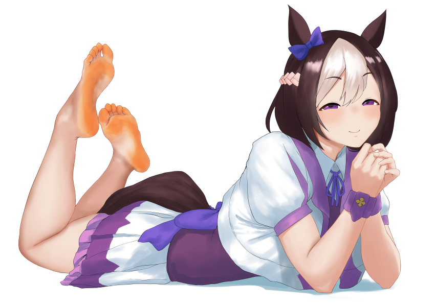 1girl, absurdres, animal_ears, barefoot, black_vest, braid, breasts, brown_hair