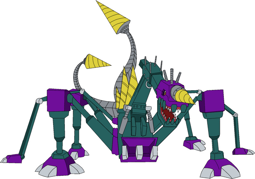 absurdres, digimon, digimon_(creature), drill, gigabreakdramon, highres, robot, sharp_teeth