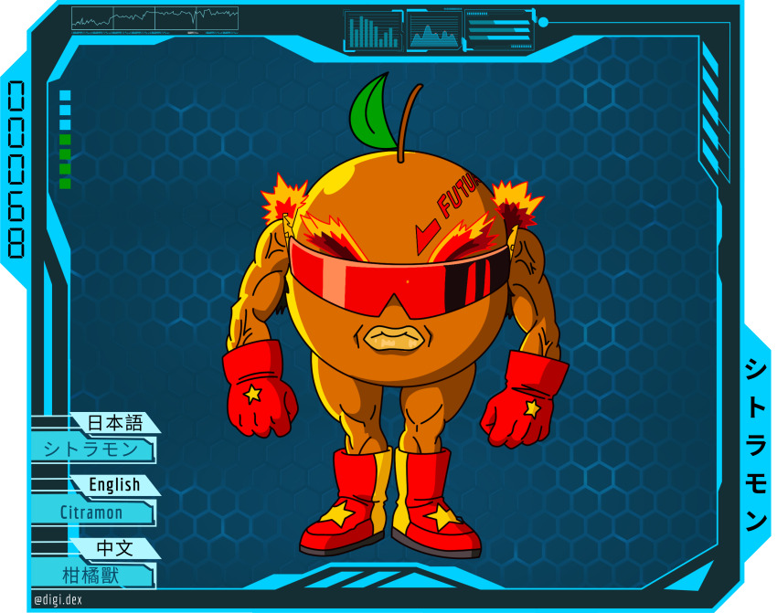 absurdres, boots, citramon, digimon, digimon_(creature), gloves, highres, solo