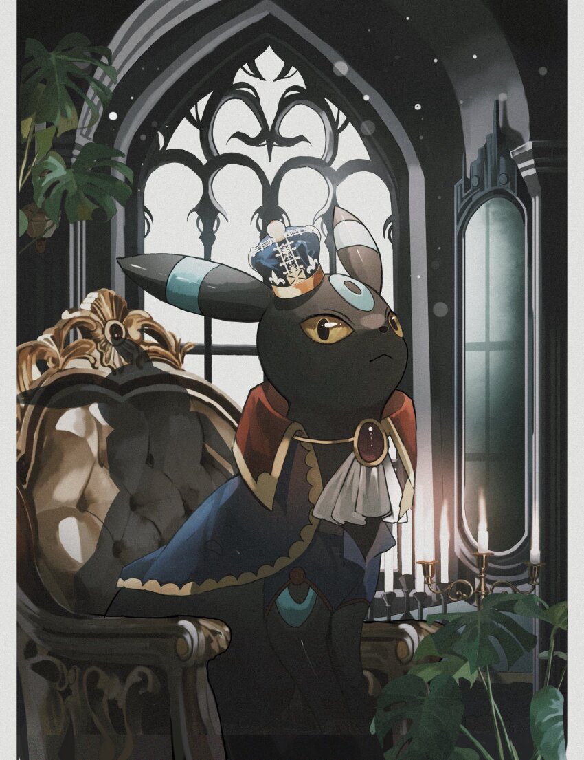 alternate_color, black_fur, border, candle, colored_sclera, crown, gem, gen_2_pokemon